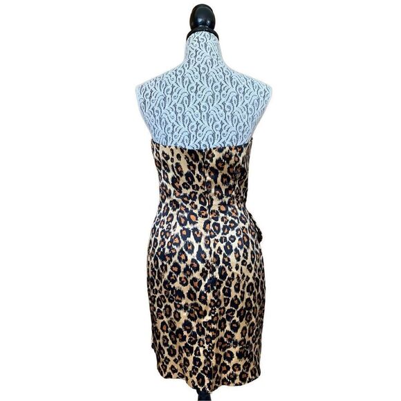 Vintage A.J. Bari for Neiman Marcus Silk Strapless Leopard Print Cocktail Dress - Picture 2 of 12